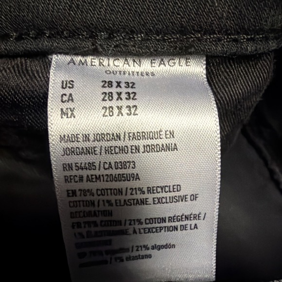 American Eagle Jeans Mens 28x32 (Fits 29x29) Airflex + Slim Straight Black - Picture 5 of 11